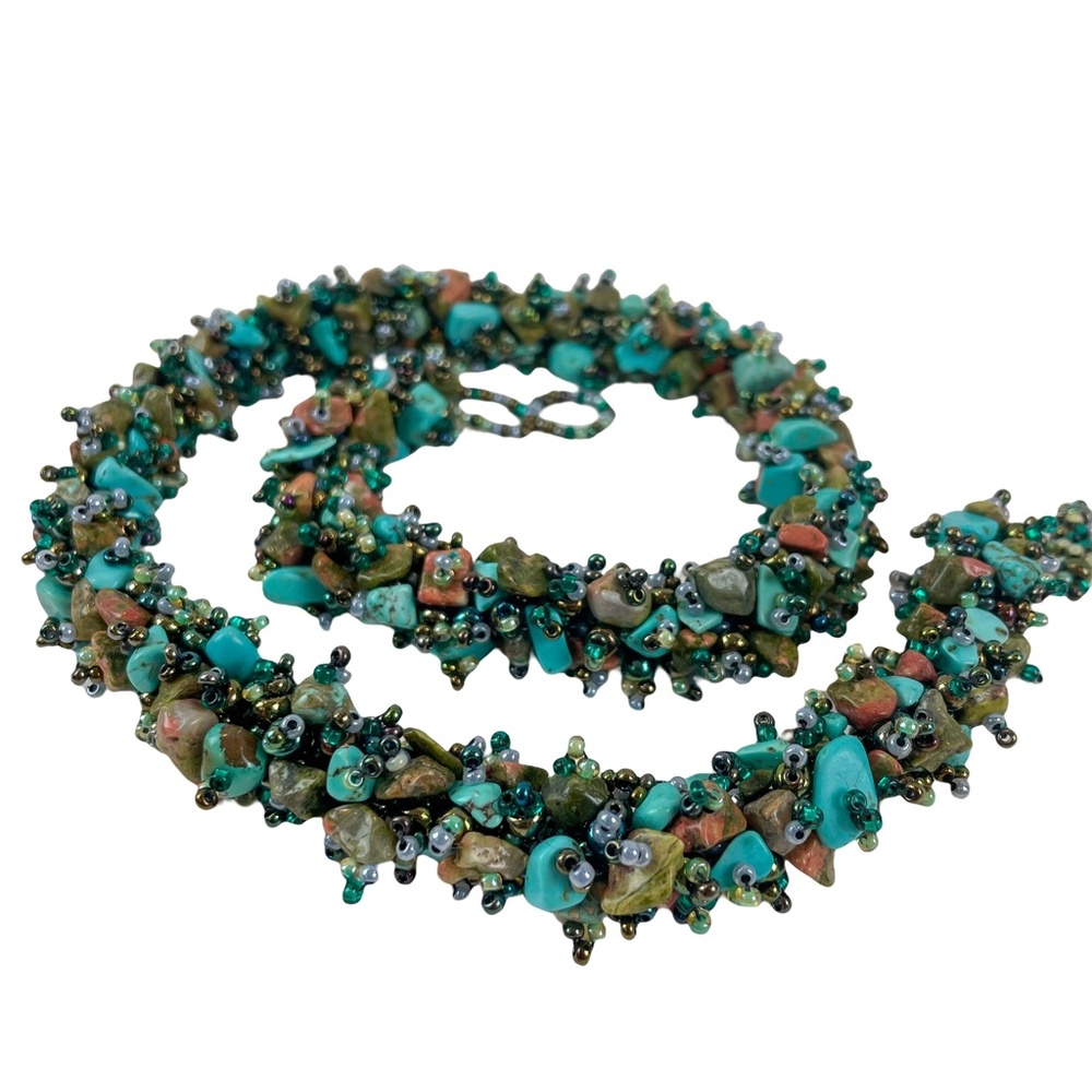 Vintage Mermaid's Beaded Necklace and Bracelet Set